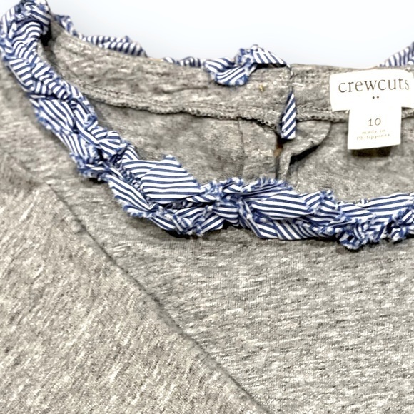 Crewcuts‎ Blue Ruffled Collar, Grey 3/4 sleeve Youth Girls Top, EUC Youth 10 - Picture 5 of 7